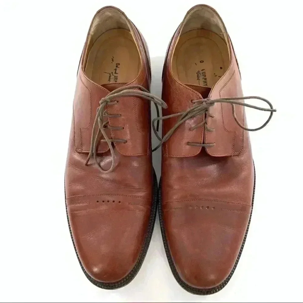 Johnston & Murphy signature series mens Oxfords size 11 brown leather cap toe
